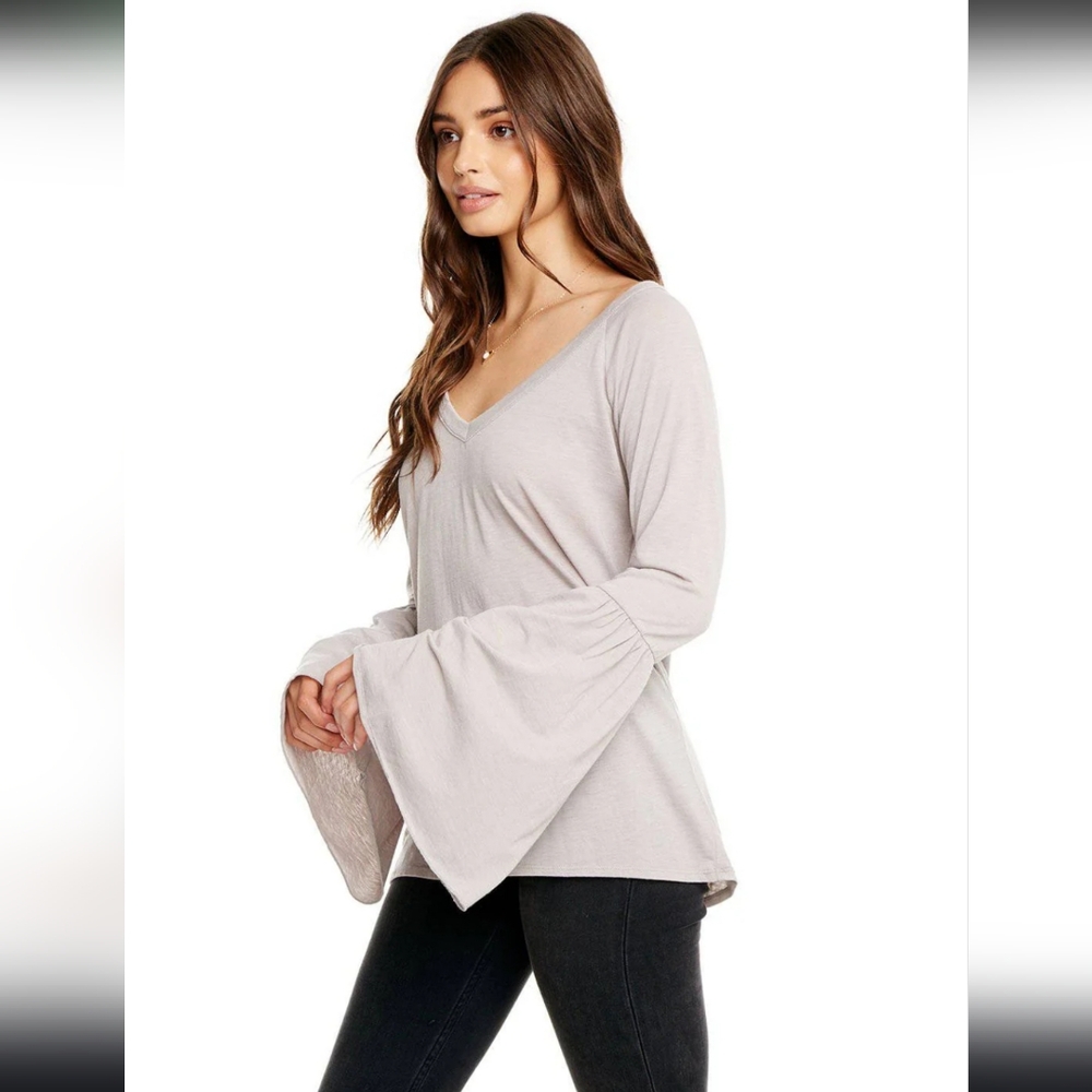 Chaser Vintage Jersey Raglan Gray Bell Sleeve Top XS